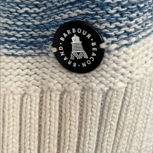 Barbour women’s 100% cotton knit White & Blue Striped pullover Sweater 12 - Picture 2 of 12
